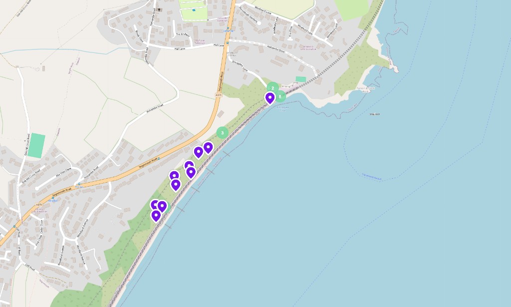 Coastal earth movement sensor map
